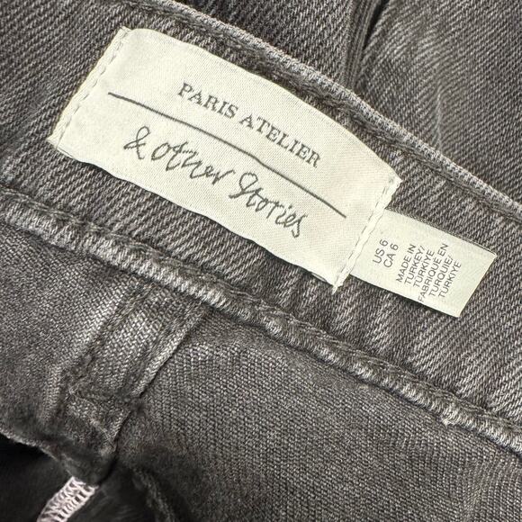 & Other Stories Womens Relaxed Wide Leg Cargo Jeans Black Wash High Rise Sz 6 - Picture 8 of 9